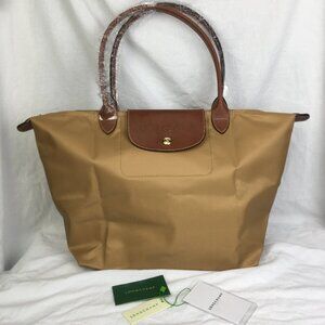 NWT Longchamp Le Pliage Original Large Shoulder Nylon Bag Tote IN Camel